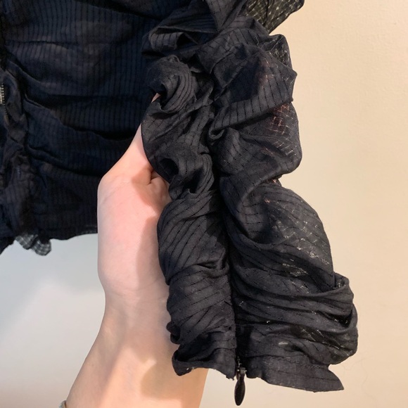 Isabel Marant Ruched Zip Blouse in Black Cotton - Picture 7 of 10